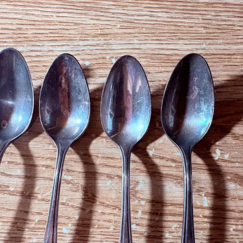 Vintage Teaspoon Lot Of 5 Tarnished A P On The Bottom Of Stem